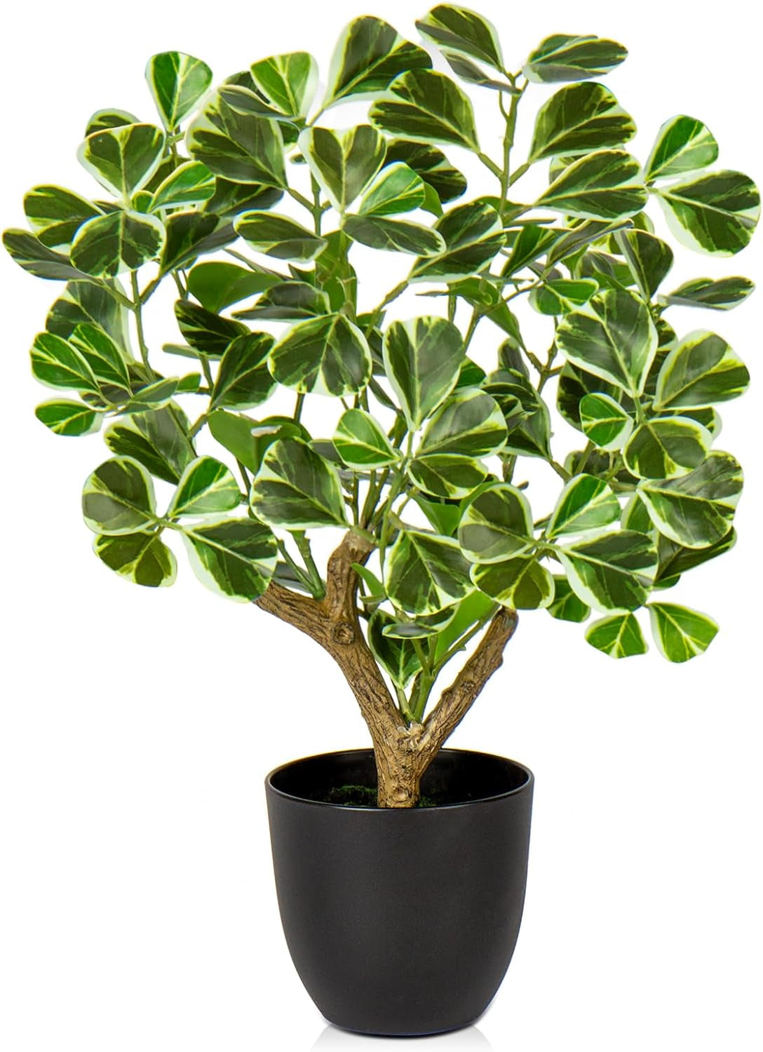 Briful 43CM Kunstpflanze Wie Echt Künstliche Ficus Pflanzen in Schwarzem Topf Dekopflanze Für Fensterbank Wohnzimmer Badezimmer Dekoration
