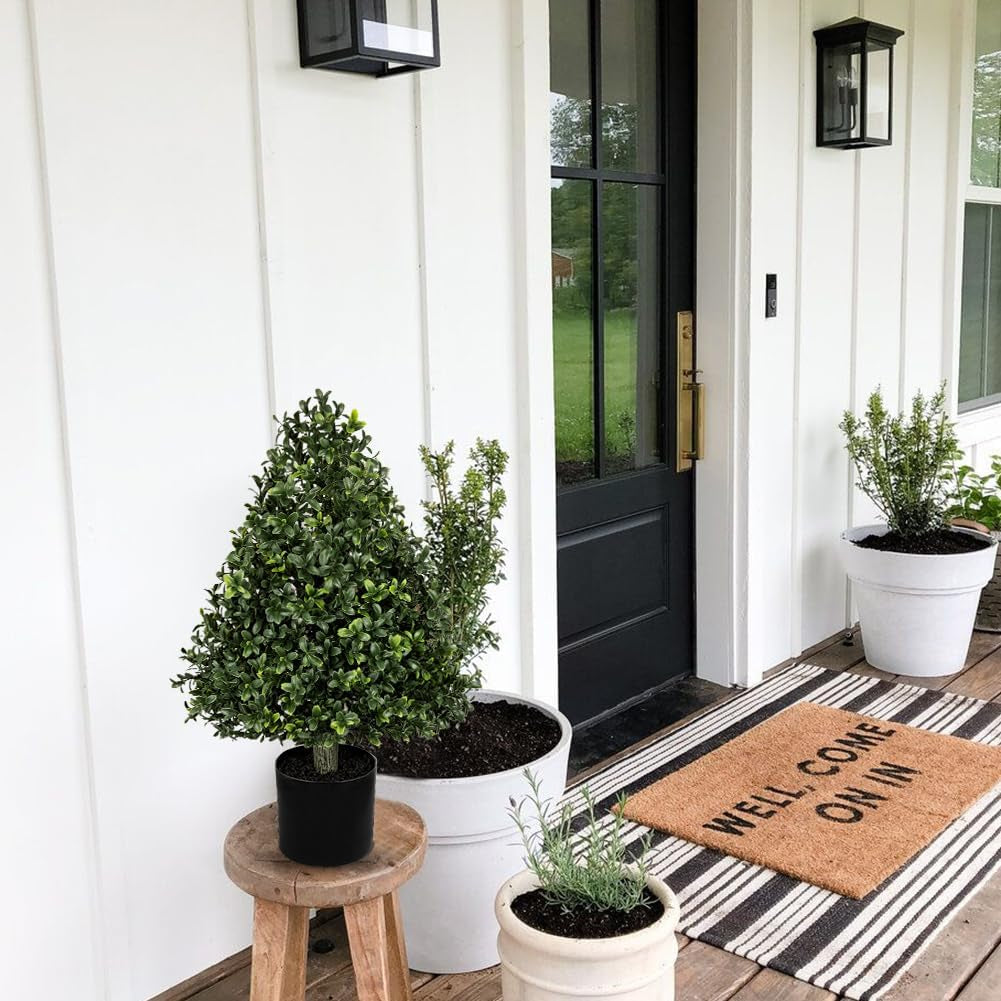 Oairse Künstlicher Buchsbaum Im Topf 60 Cm Kunstpflanze in Tränenform Kunstpflanze Wie Echt Für Wohnzimmer, Schlafzimmer, Büro, Eingangsbereich, Garten