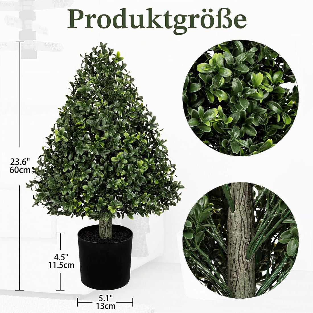 Oairse Künstlicher Buchsbaum Im Topf 60 Cm Kunstpflanze in Tränenform Kunstpflanze Wie Echt Für Wohnzimmer, Schlafzimmer, Büro, Eingangsbereich, Garten